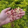 Glass pearl rosary with smooth beads for prayer and devotion