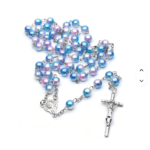 Pearl Beaded Rosary (Blue & Pink Hues)