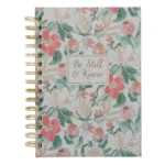 Be Still and Know floral hardcover wirebound journal for daily writing and reflection