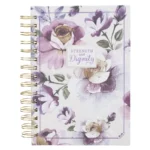 Strength and Dignity purple floral hardcover wirebound journal for daily writing