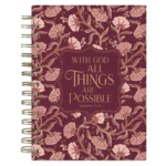 With God All Things Are Possible floral hardcover wirebound journal